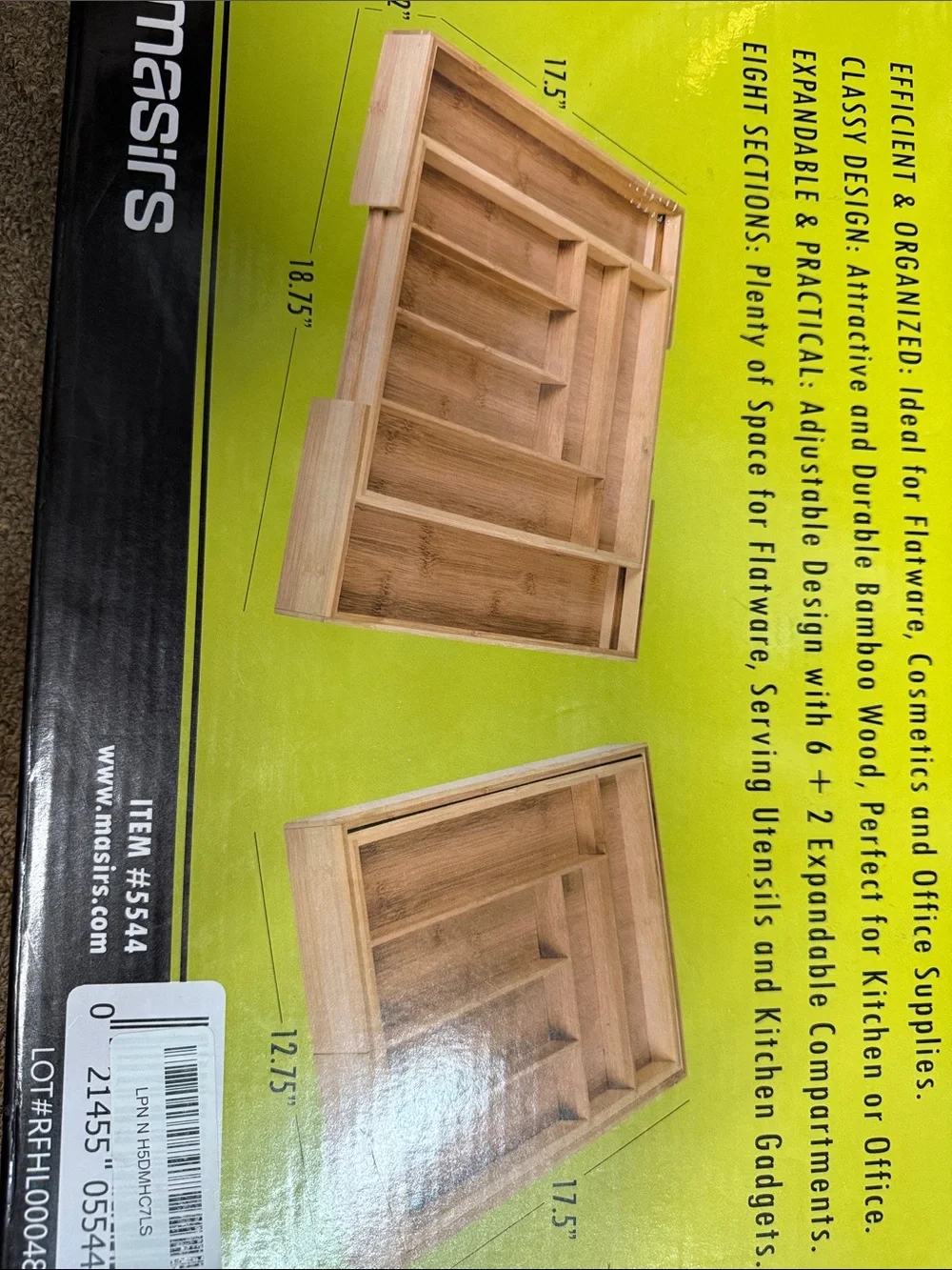 Bamboo Expandable Drawer Organizer - Natural Bamboo